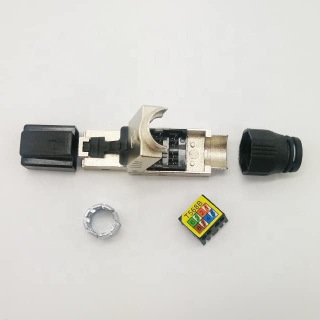 Connector RJ-45 Modular Plug, STP Cat.6a Gigabit Shielding (Orange) Tool-Free Assembly