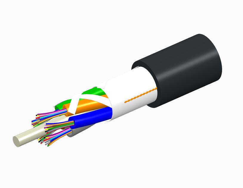 Fiber Cable, Single Jacket, All-Dielectric, Gel-Free, Outdoor Stranded Loose Tube, 12 Fiber, Lazrspeed 550 OM4 Multimode