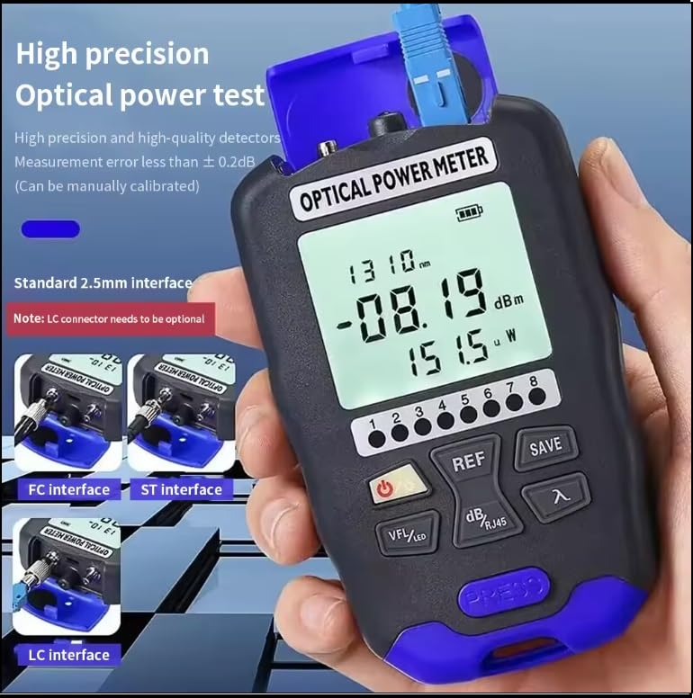 Netyzon. OPM Mini, 4in1, VFL 1-50km -50~+10dBm, Adapter FC LC. Fiber Network Cable LAN Tester, Light, USB Rechargeable, Bag,…