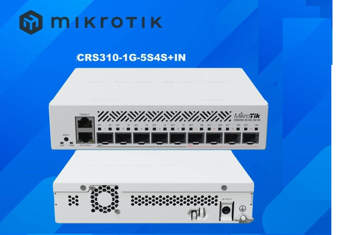 Mikrotik CRS310-1G-5S-4S+in 5 x SFP Ports 4 x SFP+ Ports and 1 x Gigabit Ethernet Port
