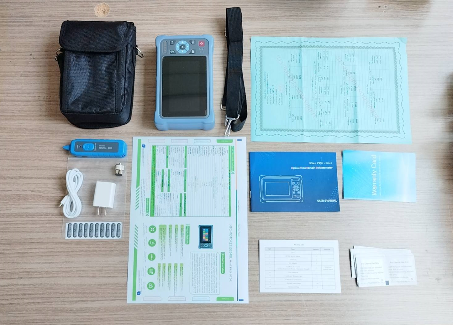 Mini OTDR-Pro SM 1310/1550nm 26/24dB, 4.3" Touchscreen Test Rang 5m-100Km, LAN Tester Built in OPM / OLS / RJ-45 / UTP / FTTX