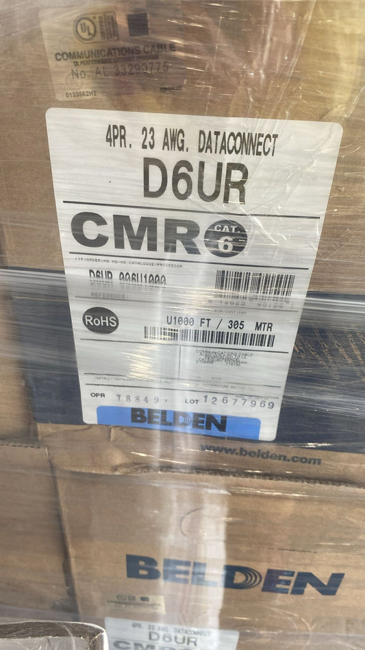 Belden Category 6 Utp Cable Premise Horizontal, 23 Awg, Solid Copper, Riser-CMR, Blue