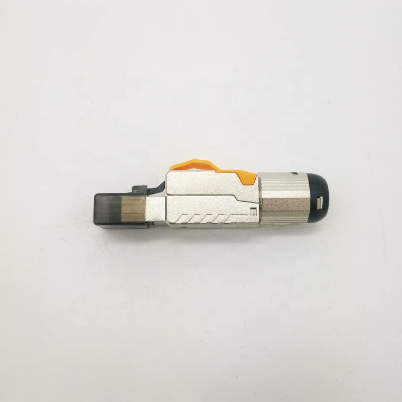 Connector RJ-45 Modular Plug, STP Cat.6a Gigabit Shielding (Orange) Tool-Free Assembly