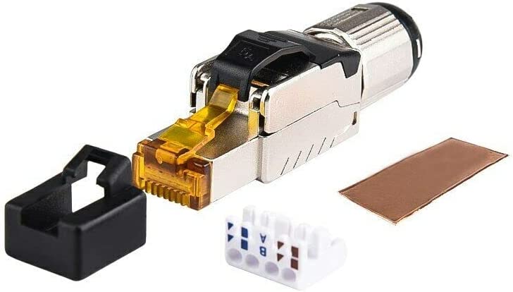 Connector RJ-45 Modular Plug, STP Cat.6a Gigabit Shielding (Orange) Tool-Free Assembly