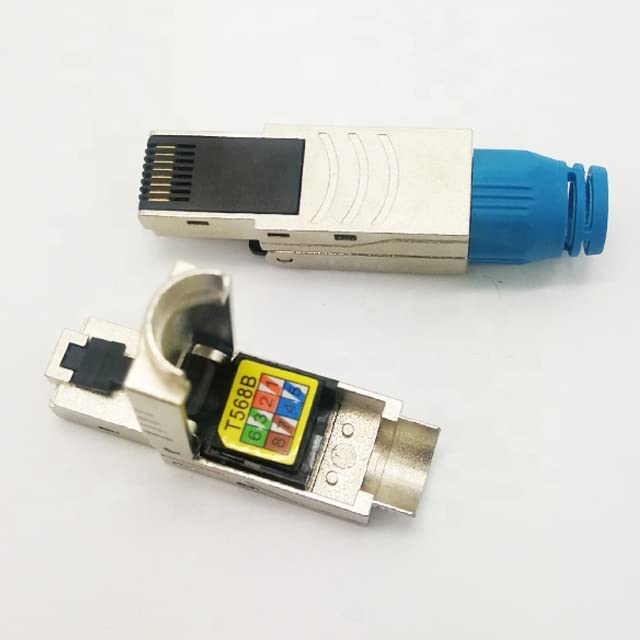 Connector RJ-45 Modular Plug, STP Cat.6a Gigabit Shielding (Orange) Tool-Free Assembly