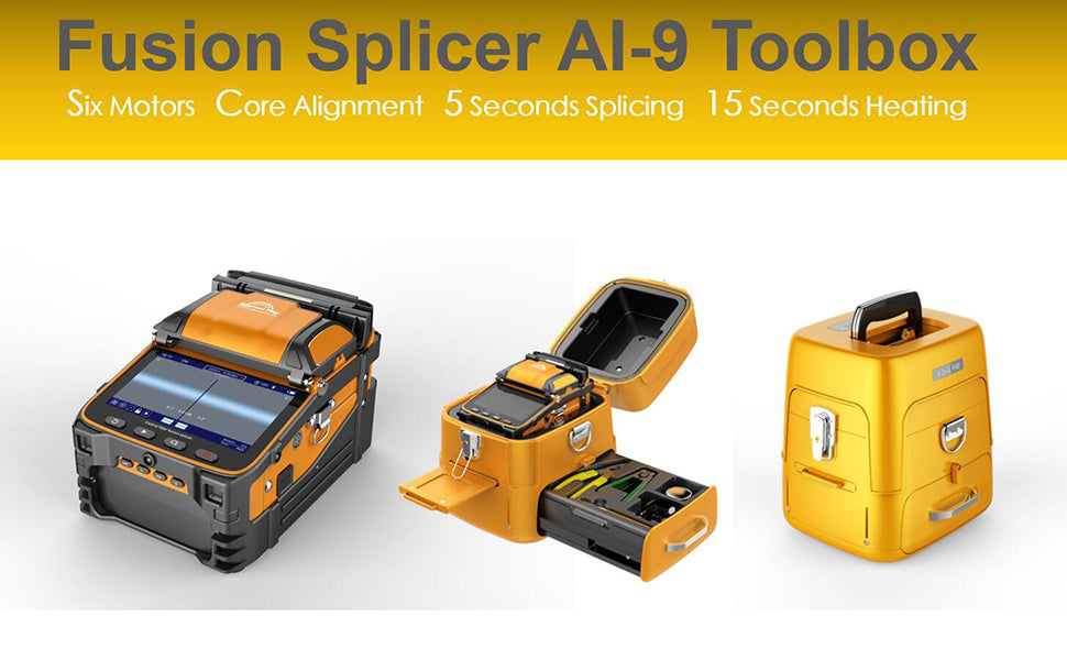 Fiber Optic Splicer, Fusion Machine 6 Motors Built in OPM VFL bluetooth, Signalfire AI-9, Optical Fiber Welder