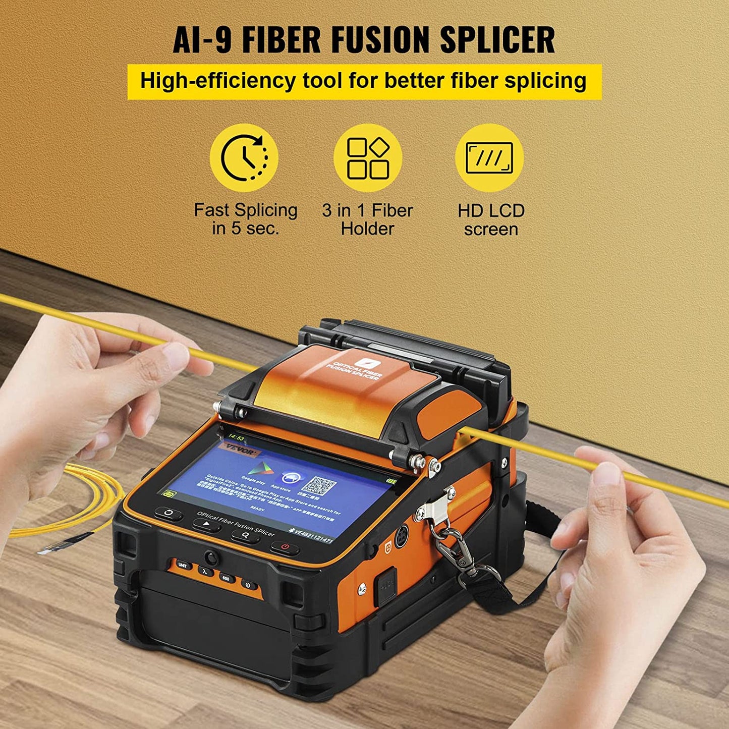 Fiber Optic Splicer, Fusion Machine 6 Motors Built in OPM VFL bluetooth, Signalfire AI-9, Optical Fiber Welder