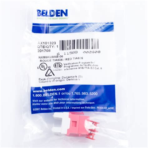 Belden Ax101323- Cat6 Modular Jack Rj45 Mdvo Style - Red (Tia 606)
