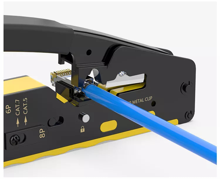 Crimp Tool Pass Through Crimper Cutter for Cat6a Cat6 Cat5 Cat5e for 8P8C Plugs Connector Network