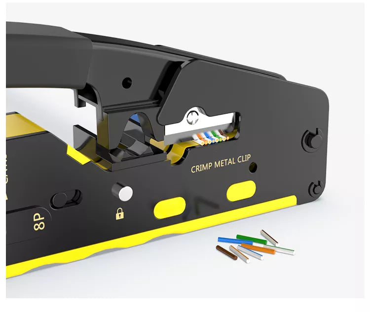 Crimp Tool Pass Through Crimper Cutter for Cat6a Cat6 Cat5 Cat5e for 8P8C Plugs Connector Network