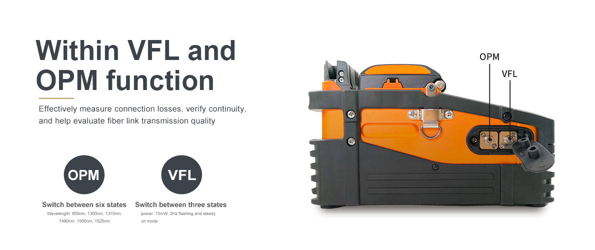 Fiber Optic Splicer, Fusion Machine 6 Motors Built in OPM VFL bluetooth, Signalfire AI-9, Optical Fiber Welder
