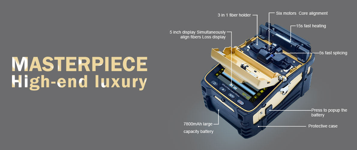 Fiber Optic Splicer, Fusion Machine 6 Motors Built in OPM VFL bluetooth, Signalfire AI-9, Optical Fiber Welder