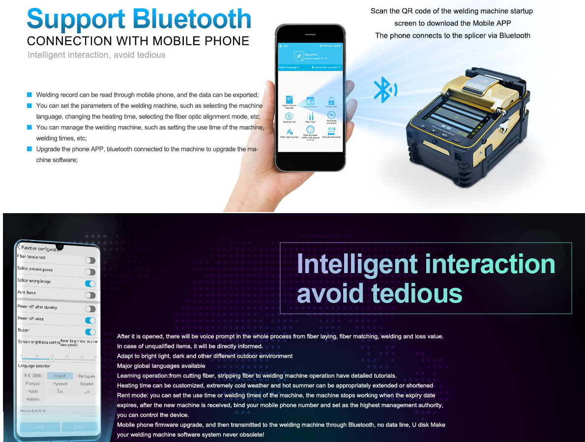 Fiber Optic Splicer, Fusion Machine 6 Motors Built in OPM VFL bluetooth, Signalfire AI-9, Optical Fiber Welder